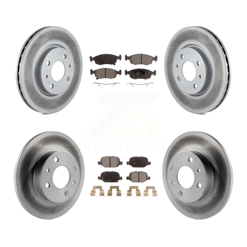 Front Rear Coated Disc Brake Rotors And Ceramic Pads Kit For Fiat 500 KGT-101201