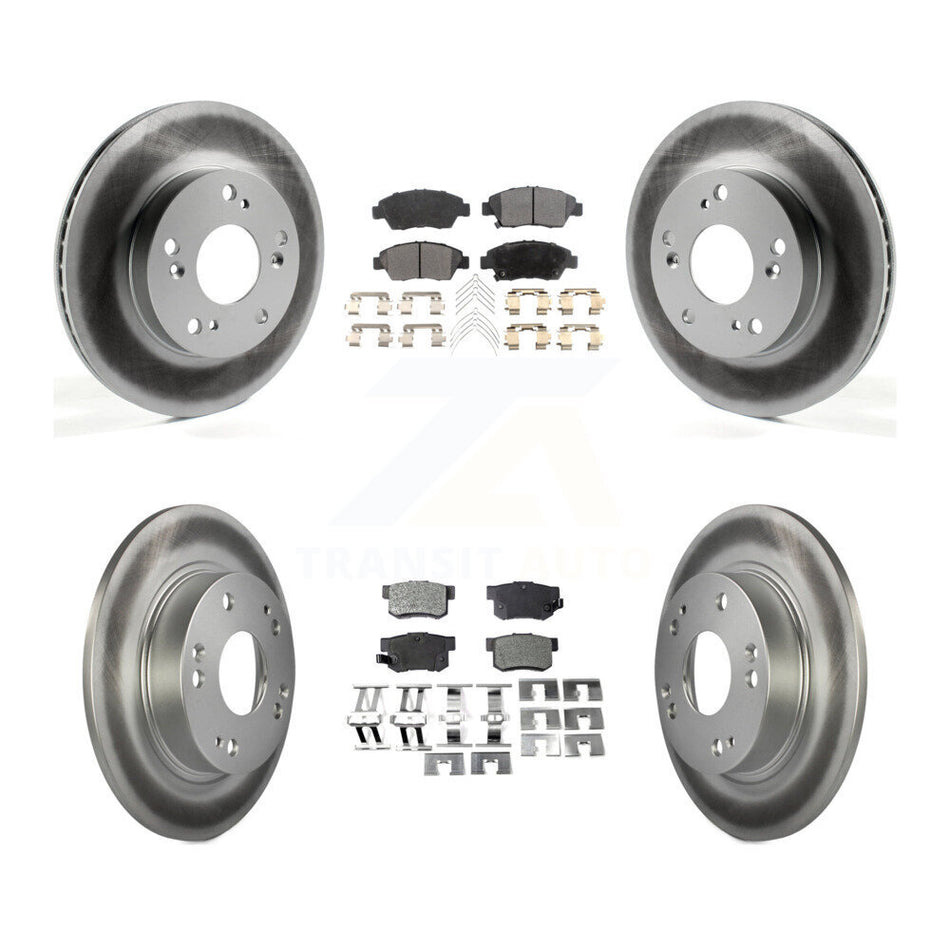 Front Rear Coated Disc Brake Rotors And Ceramic Pads Kit For 2013-2015 Acura ILX 1.5L KGT-101203