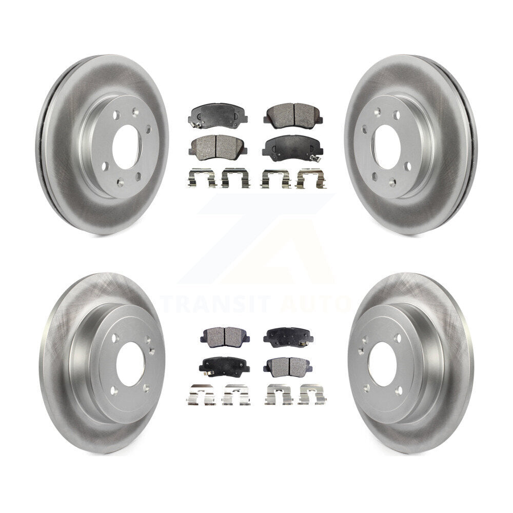 Front Rear Coated Disc Brake Rotors And Ceramic Pads Kit For Hyundai Accent Kia Rio KGT-101205