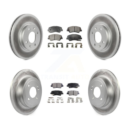 Front Rear Coated Disc Brake Rotors And Ceramic Pads Kit For Hyundai Accent Kia Rio KGT-101205