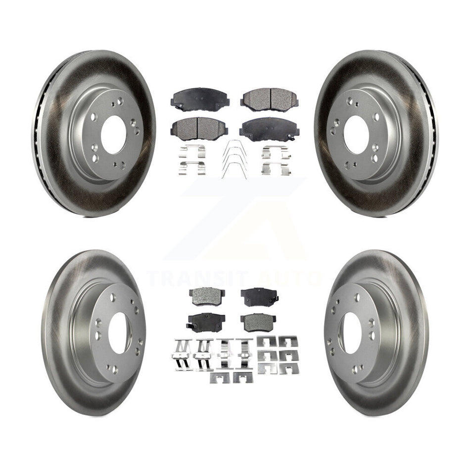 Front Rear Coated Disc Brake Rotors And Ceramic Pads Kit For 2013 Acura ILX 2.0L KGT-101208