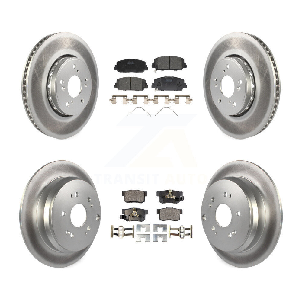 Front Rear Coated Disc Brake Rotors And Ceramic Pads Kit For 2013-2018 Acura RDX KGT-101214