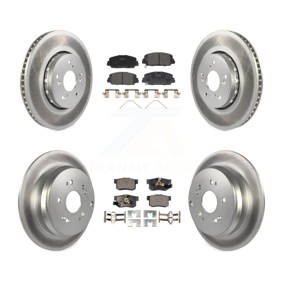 Front Rear Coated Disc Brake Rotors And Ceramic Pads Kit For 2013-2018 Acura RDX KGT-101214