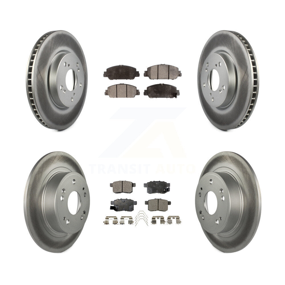 Front Rear Coated Disc Brake Rotors And Ceramic Pads Kit For Honda Accord KGT-101216