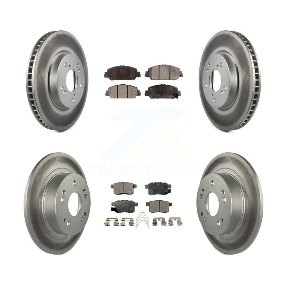 Front Rear Coated Disc Brake Rotors And Ceramic Pads Kit For Honda Accord KGT-101216