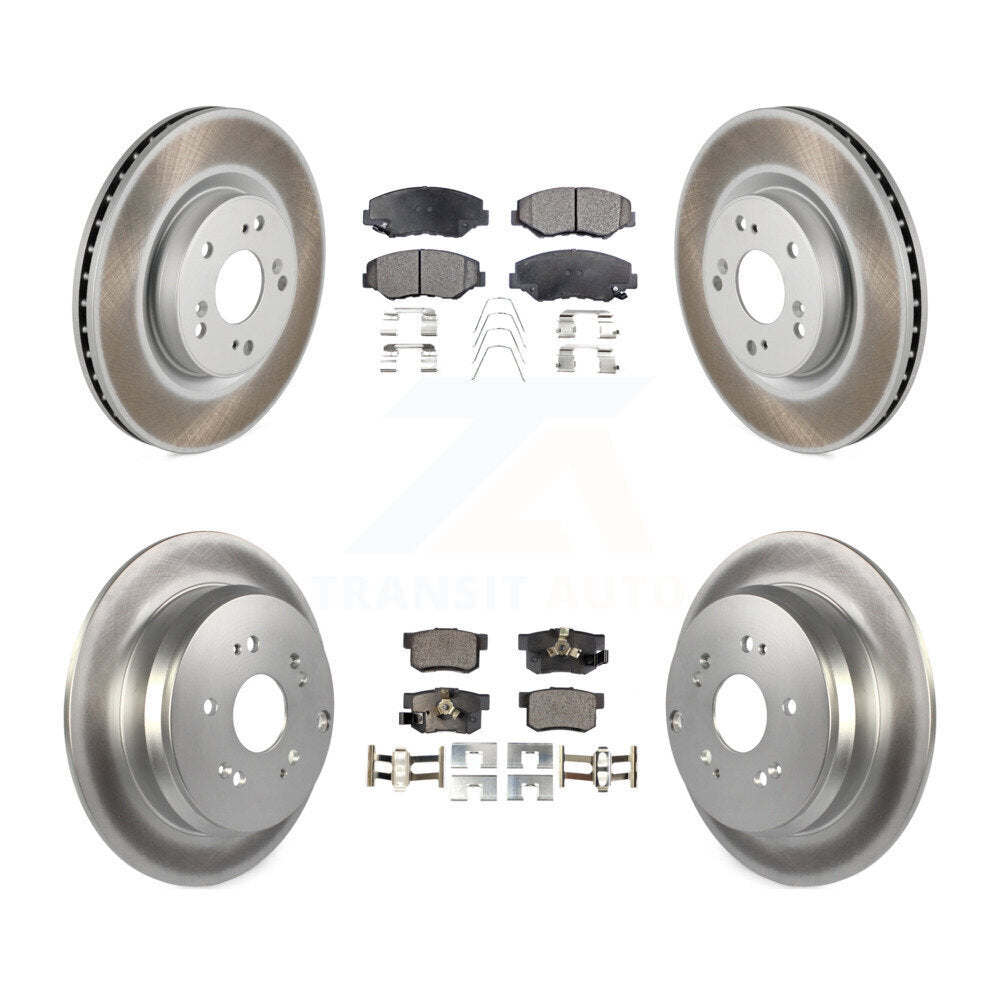 Front Rear Coated Disc Brake Rotors And Ceramic Pads Kit For 2012-2016 Honda CR-V FWD KGT-101219