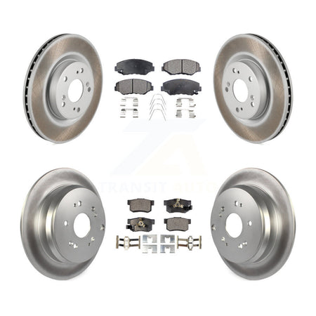 Front Rear Coated Disc Brake Rotors And Ceramic Pads Kit For 2012-2016 Honda CR-V FWD KGT-101219