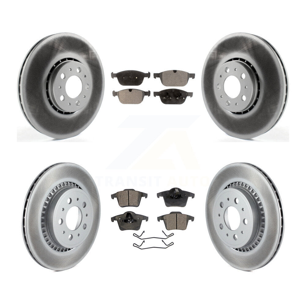 Front Rear Coated Disc Brake Rotors And Ceramic Pads Kit For Volvo XC90 KGT-101220