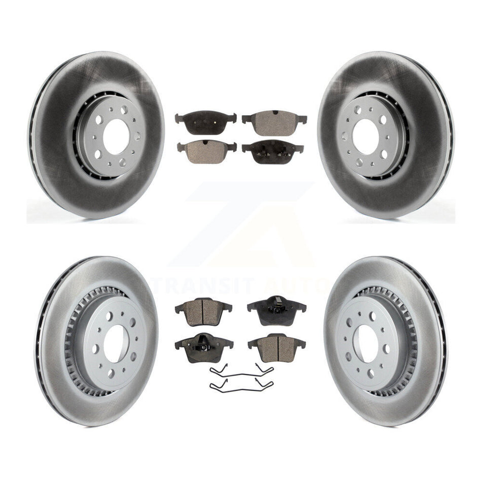 Front Rear Coated Disc Brake Rotors And Ceramic Pads Kit For Volvo XC90 KGT-101220