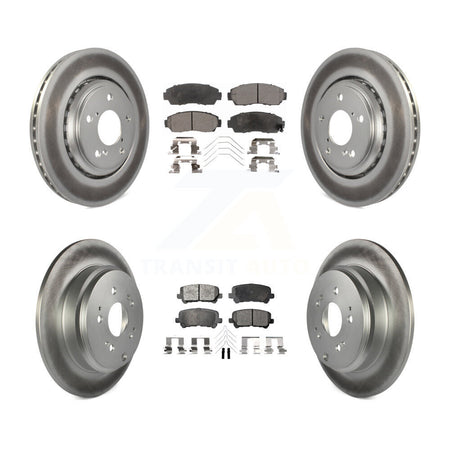 Front Rear Coated Disc Brake Rotors And Ceramic Pads Kit For 2015-2017 Honda Odyssey KGT-101221