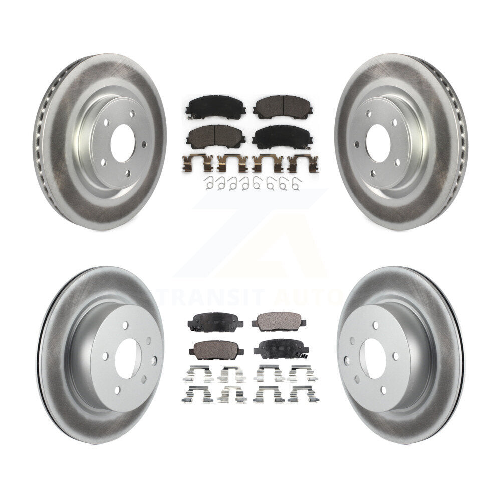 Front Rear Coated Disc Brake Rotors And Ceramic Pads Kit For 2016-2017 INFINITI QX50 KGT-101225