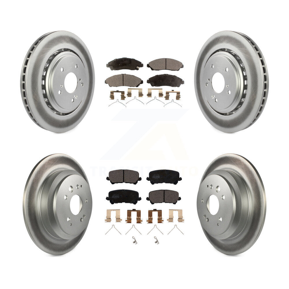 Front Rear Coated Disc Brake Rotors And Ceramic Pads Kit For 2014-2016 Acura MDX KGT-101227