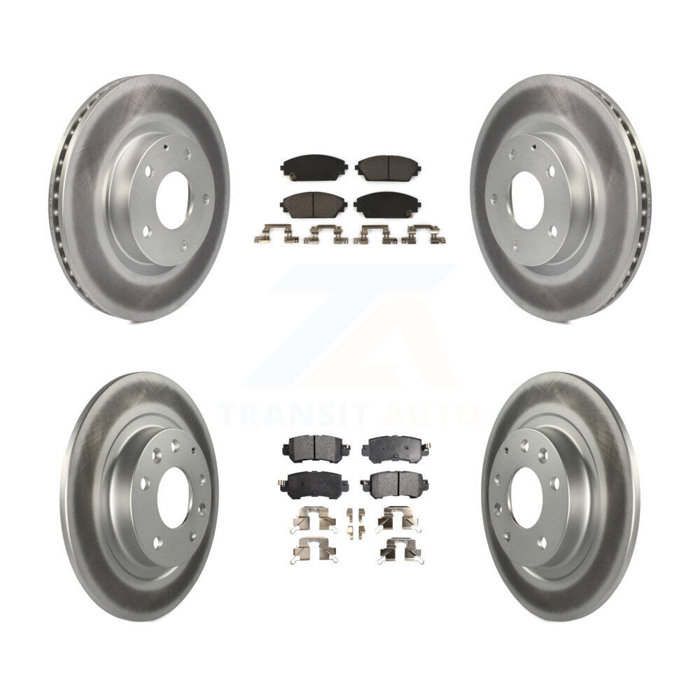 Front Rear Coated Disc Brake Rotors And Ceramic Pads Kit For 2016-2018 Mazda CX-3 AWD KGT-101233