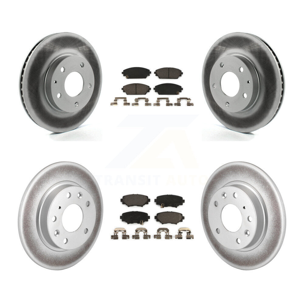 Front Rear Coated Disc Brake Rotors And Ceramic Pads Kit For Mazda 3 Sport KGT-101236
