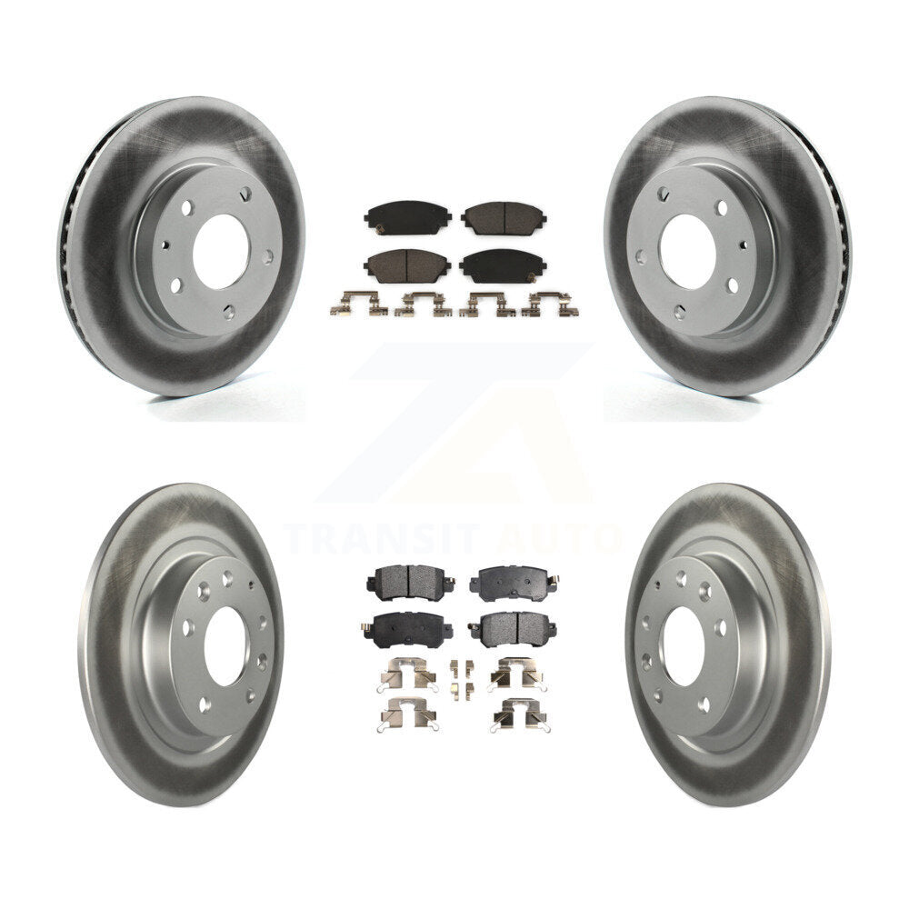 Front Rear Coated Disc Brake Rotors And Ceramic Pads Kit For 2016-2018 Mazda CX-3 FWD KGT-101237