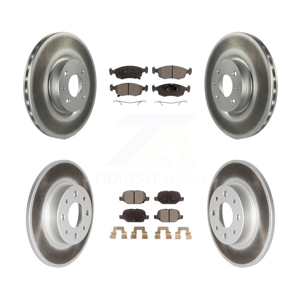 Front Rear Coated Disc Brake Rotors And Ceramic Pads Kit For Fiat 500 KGT-101239