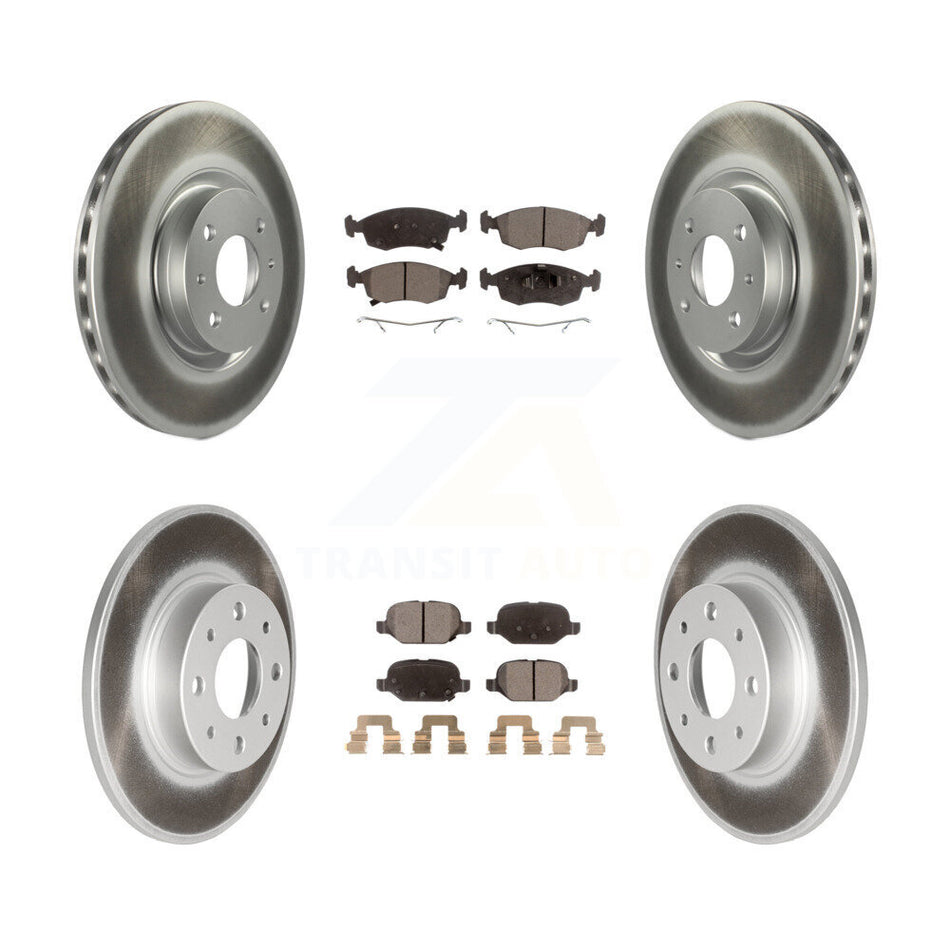 Front Rear Coated Disc Brake Rotors And Ceramic Pads Kit For Fiat 500 KGT-101239