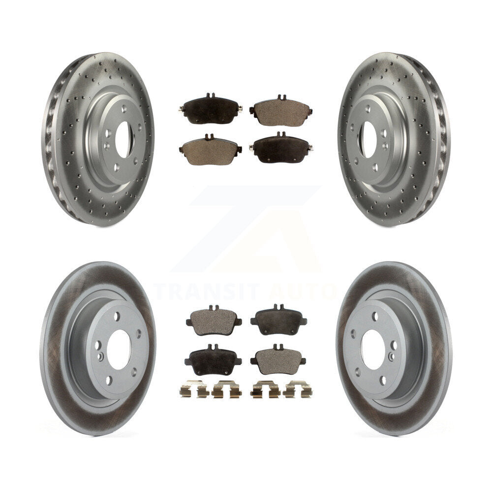 Front Rear Coated Disc Brake Rotors And Ceramic Pads Kit For Mercedes-Benz B250 CLA250 KGT-101244