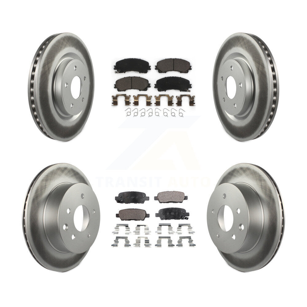 Front Rear Coated Disc Brake Rotors And Ceramic Pads Kit For Nissan Rogue KGT-101245