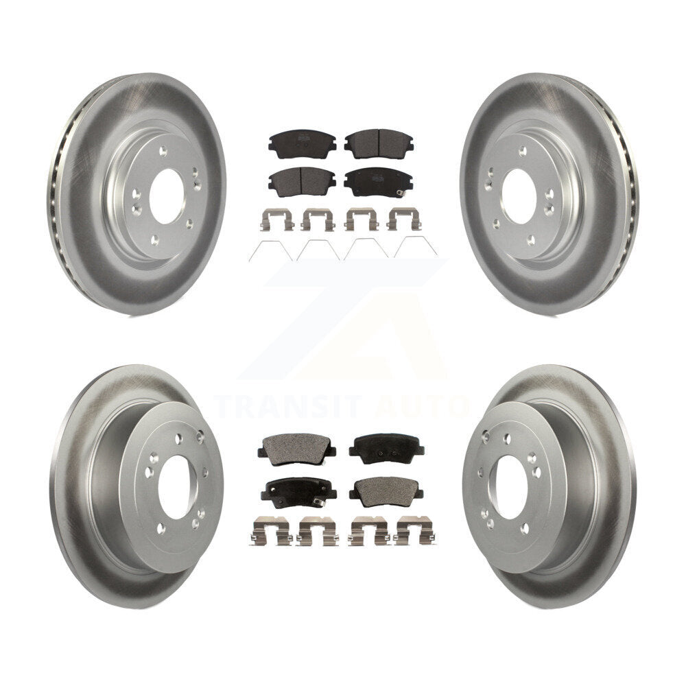 Front Rear Coated Disc Brake Rotors And Ceramic Pads Kit For Hyundai Tucson Kia Sportage KGT-101254
