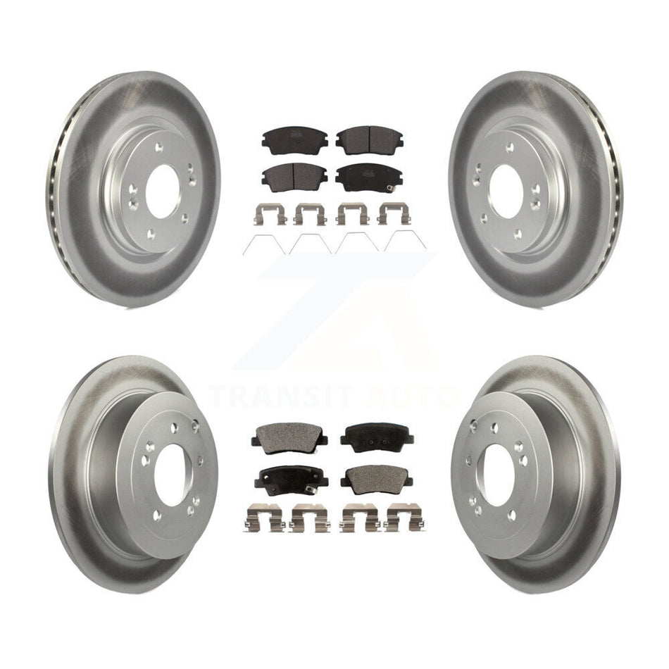 Front Rear Coated Disc Brake Rotors And Ceramic Pads Kit For Hyundai Tucson Kia Sportage KGT-101254