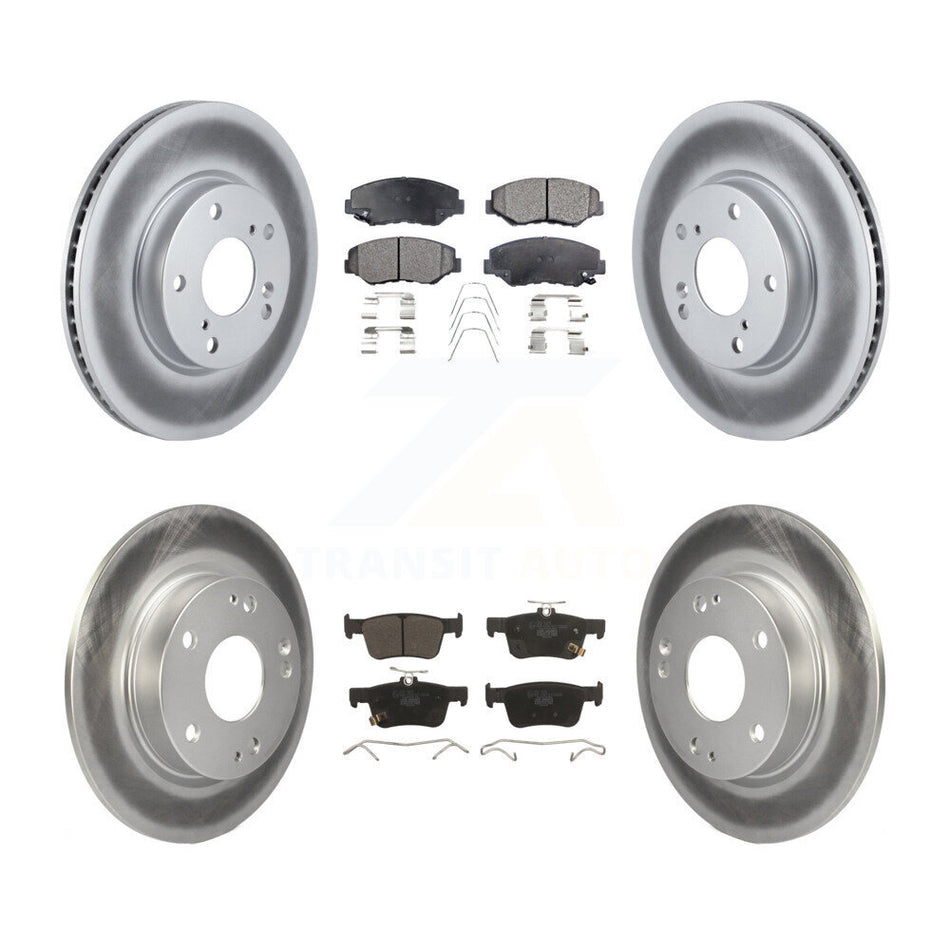 Front Rear Coated Disc Brake Rotors And Ceramic Pads Kit For Honda Civic KGT-101255