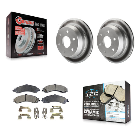Rear Coated Disc Brake Rotors And Ceramic Pads Kit For 2002 Chevrolet Suburban 1500 4WD KGT-101281