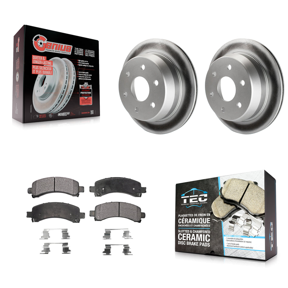 Rear Coated Disc Brake Rotor & Ceramic Pad Kit For 2002 Chevrolet Avalanche 1500 Suburban KGT-101282
