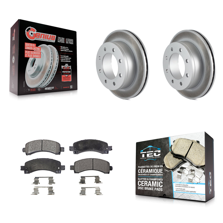 Rear Coated Disc Brake Rotor & Ceramic Pad Kit For GMC Chevrolet Savana 2500 Express 3500 KGT-101284
