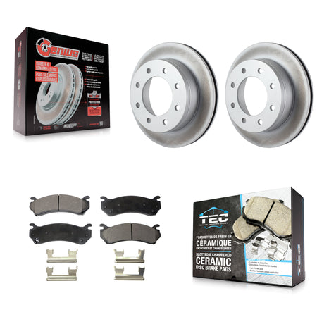 Rear Coated Brake Rotor Ceramic Pad Kit For Chevrolet GMC Sierra 2500 HD Silverado Hummer KGT-101285