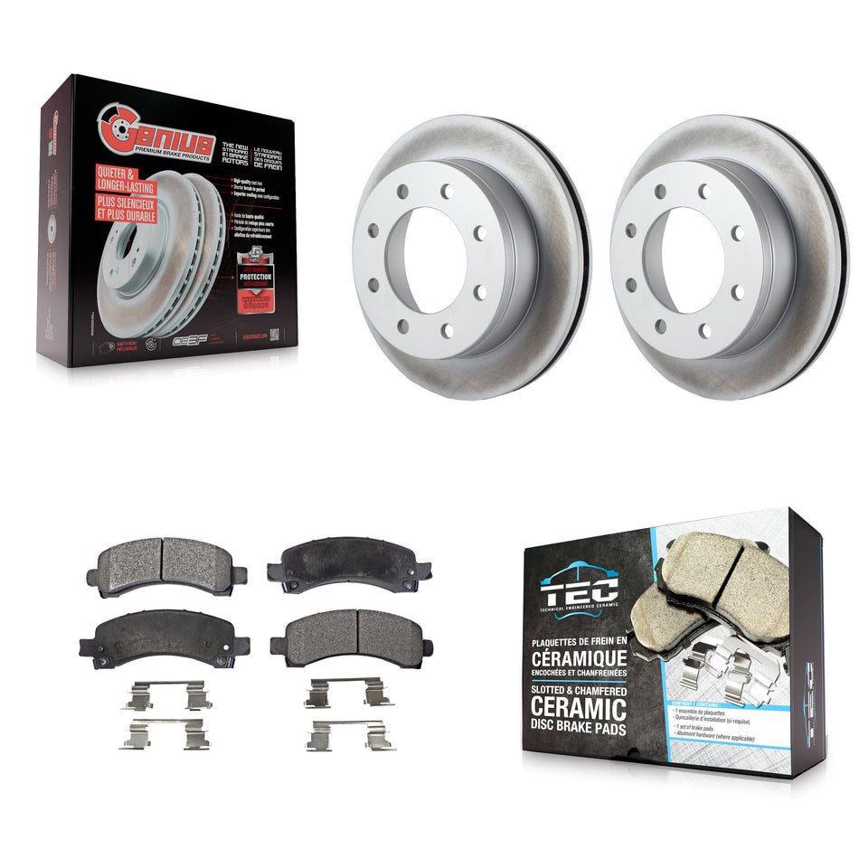 Rear Coated Disc Brake Rotor & Ceramic Pad Kit For Chevrolet GMC Express 2500 Savana 3500 KGT-101286