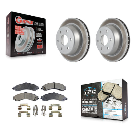 Rear Coated Brake Rotor Ceramic Pad Kit For Chevrolet GMC Silverado 1500 Sierra Avalanche KGT-101289