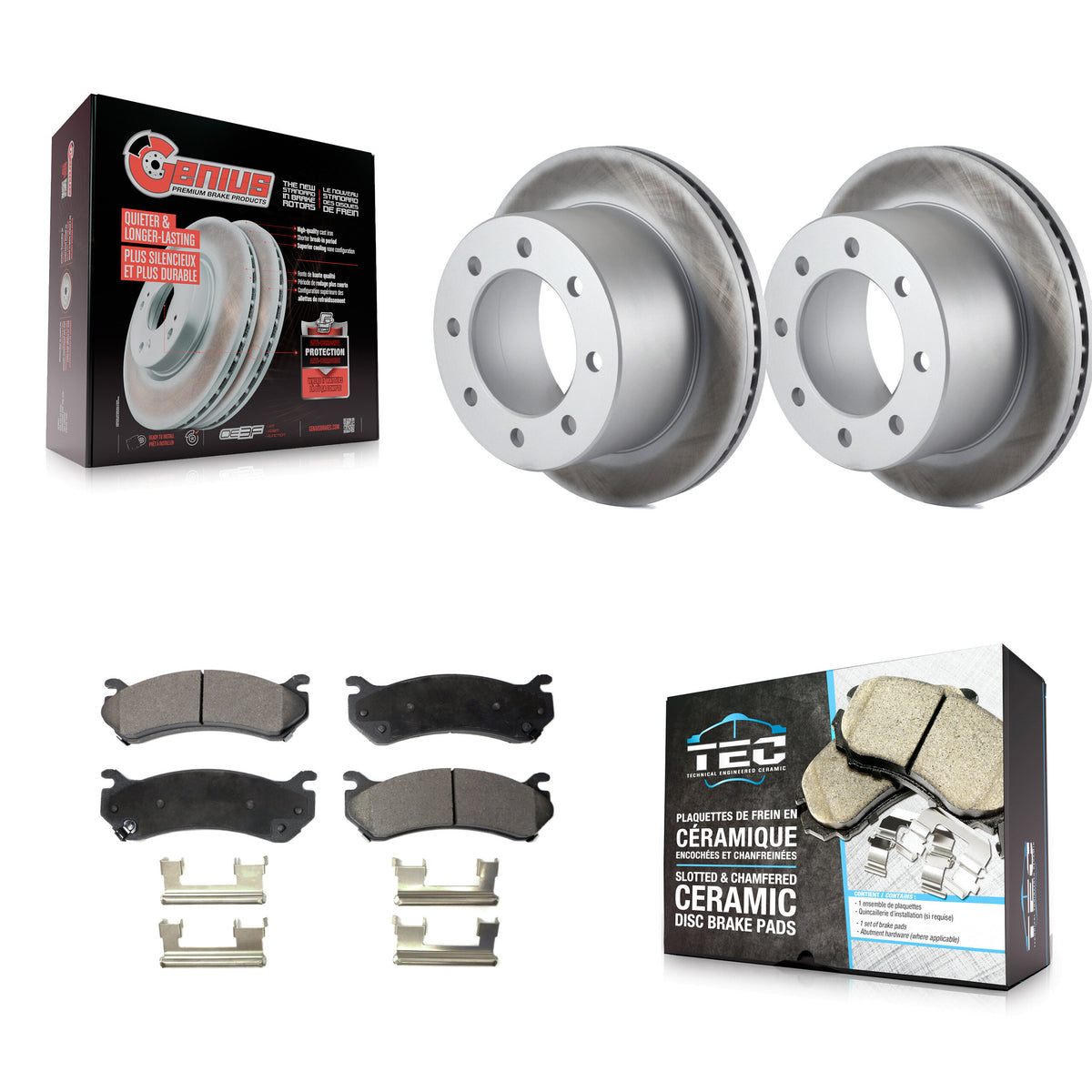 Rear Coat Brake Rotors Ceramic Pad Kit For 2007 GMC Sierra 3500 Classic With 12000 Lb GVW KGT-101292