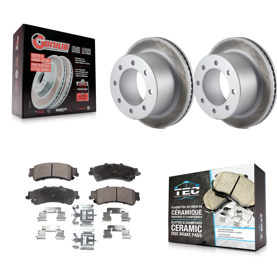 Rear Coated Disc Brake Rotors And Ceramic Pads Kit For 2001 GMC Sierra 3500 KGT-101293