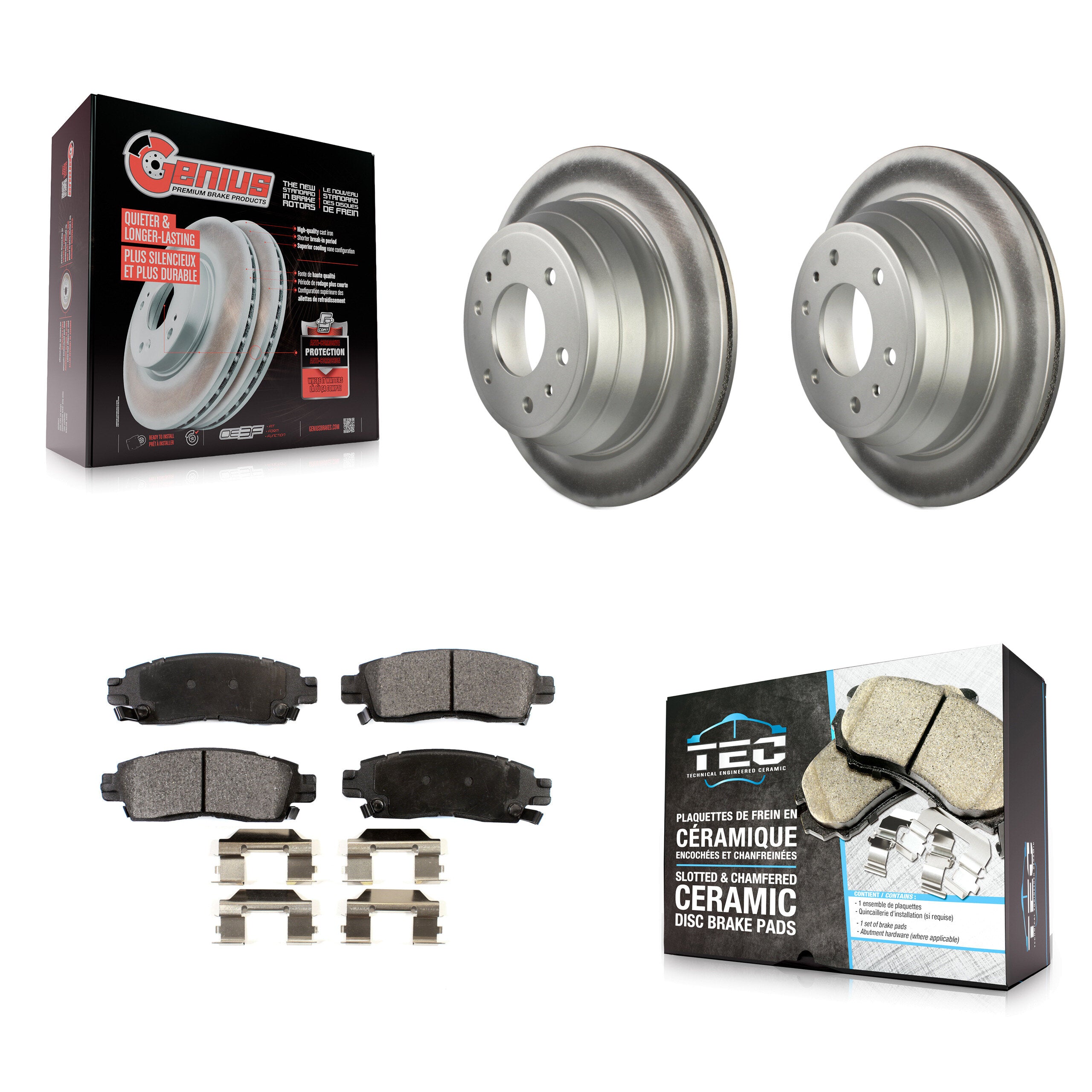 Rear Coat Brake Rotor Ceramic Pad Kit For Chevrolet GMC Trailblazer Envoy XL EXT SSR Saab KGT-101295