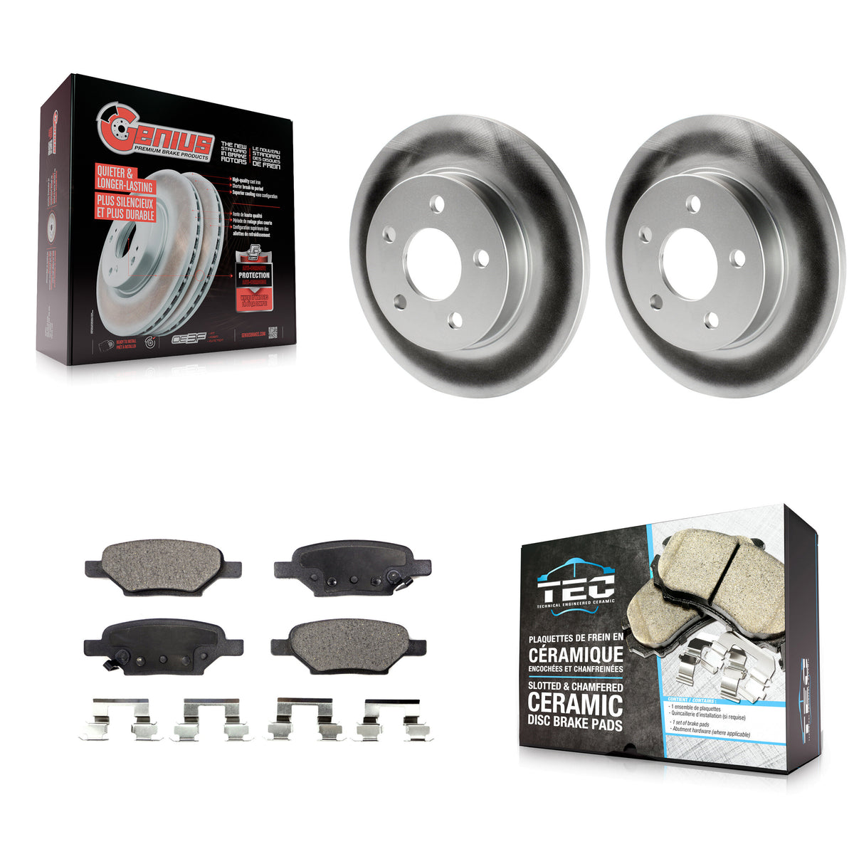 Rear Coated Brake Rotors Ceramic Pad Kit For Chevrolet Malibu Pontiac Cobalt G5 G6 Saturn KGT-101299