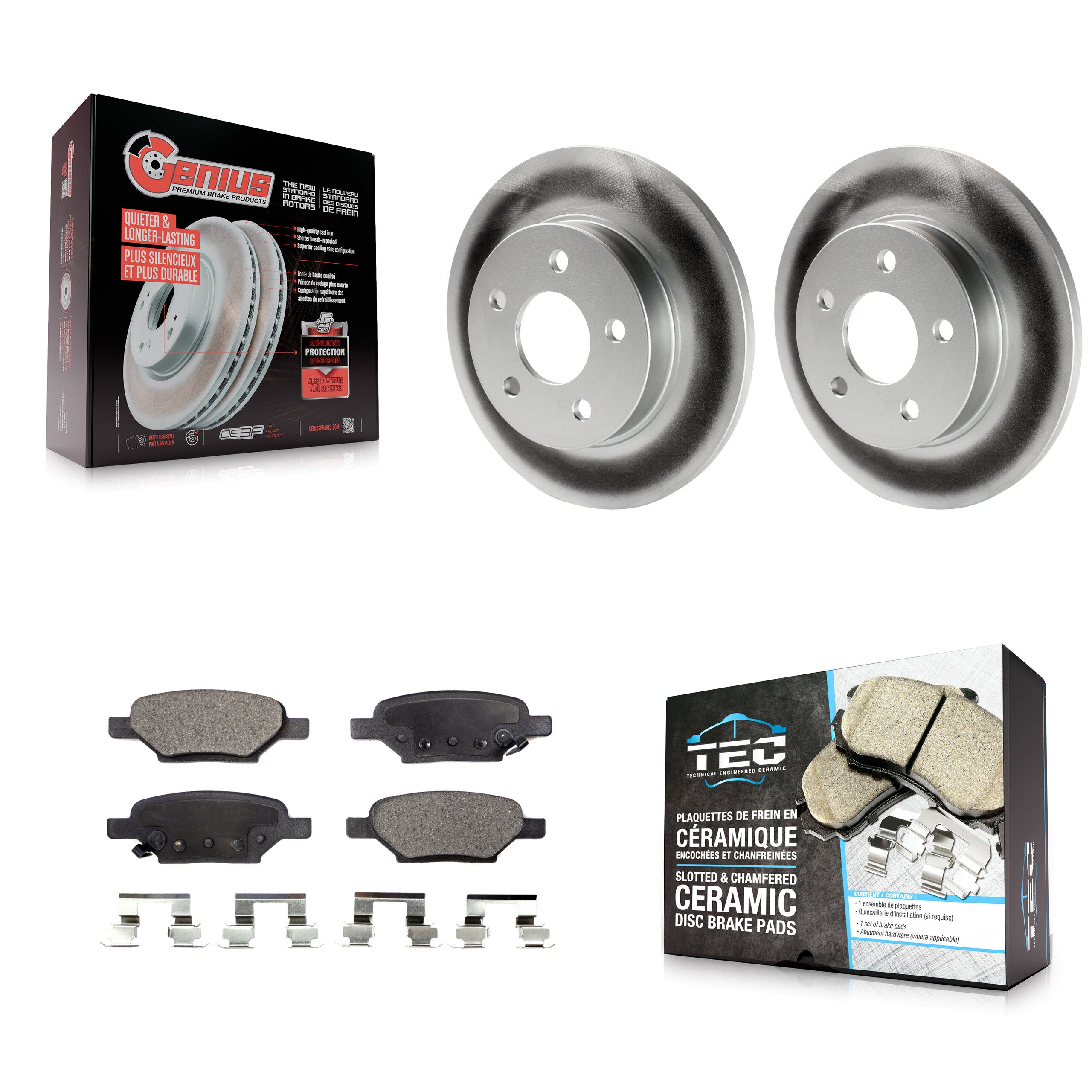Rear Coated Brake Rotors Ceramic Pad Kit For Chevrolet Malibu Pontiac Cobalt G5 G6 Saturn KGT-101299