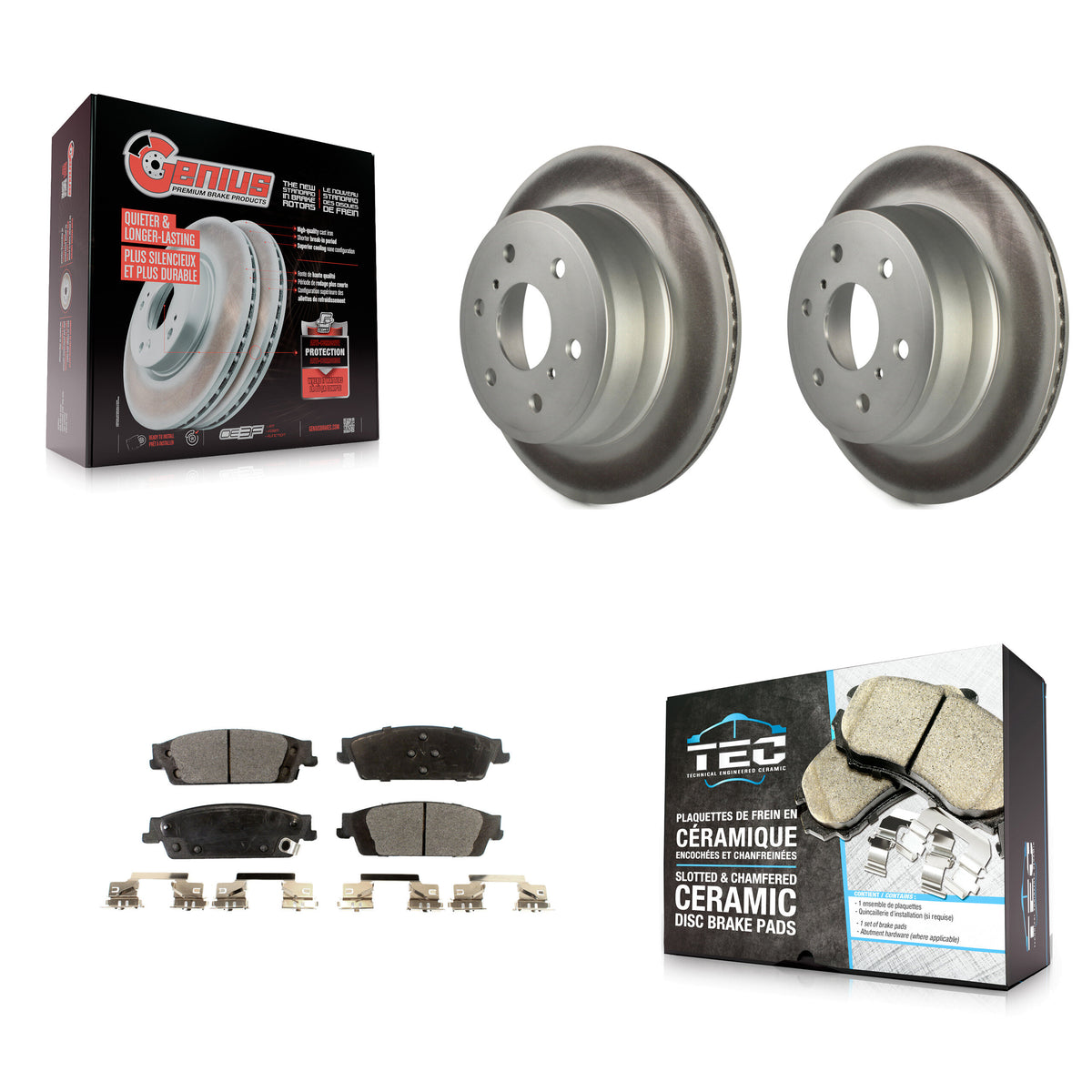 Rear Coat Brake Rotor Ceramic Pad Kit For Chevrolet GMC Silverado 1500 Sierra Tahoe Yukon KGT-101311