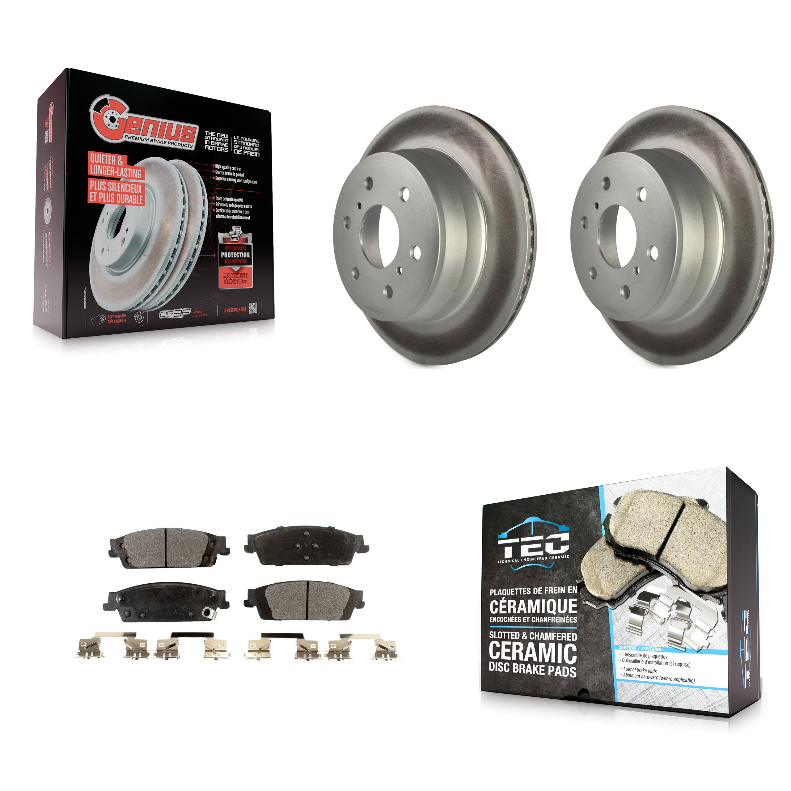 Rear Coat Brake Rotor Ceramic Pad Kit For Chevrolet GMC Silverado 1500 Sierra Tahoe Yukon KGT-101311