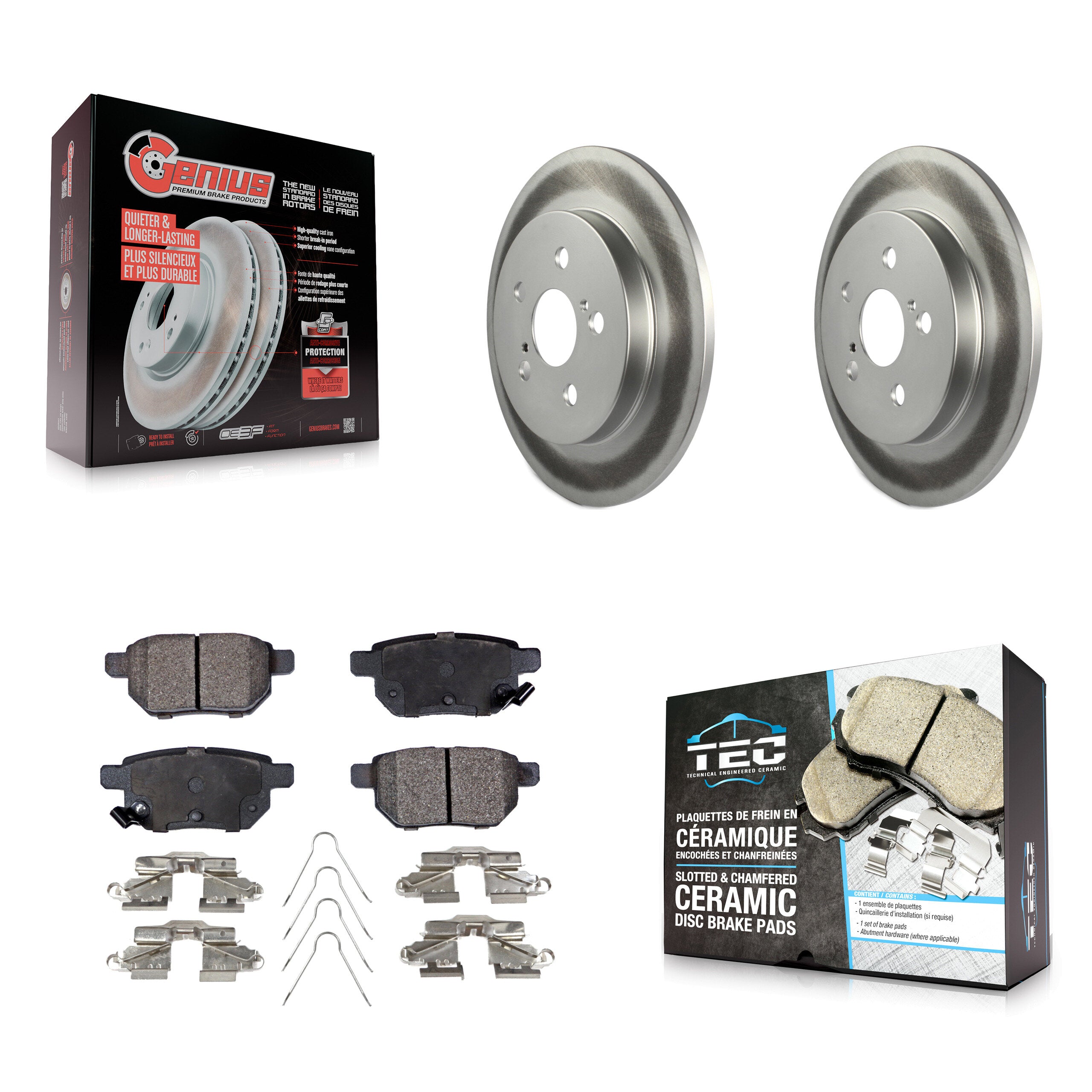Rear Coat Brake Rotors Ceramic Pad Kit For Toyota Corolla Matrix Prius Prime Pontiac Vibe KGT-101315