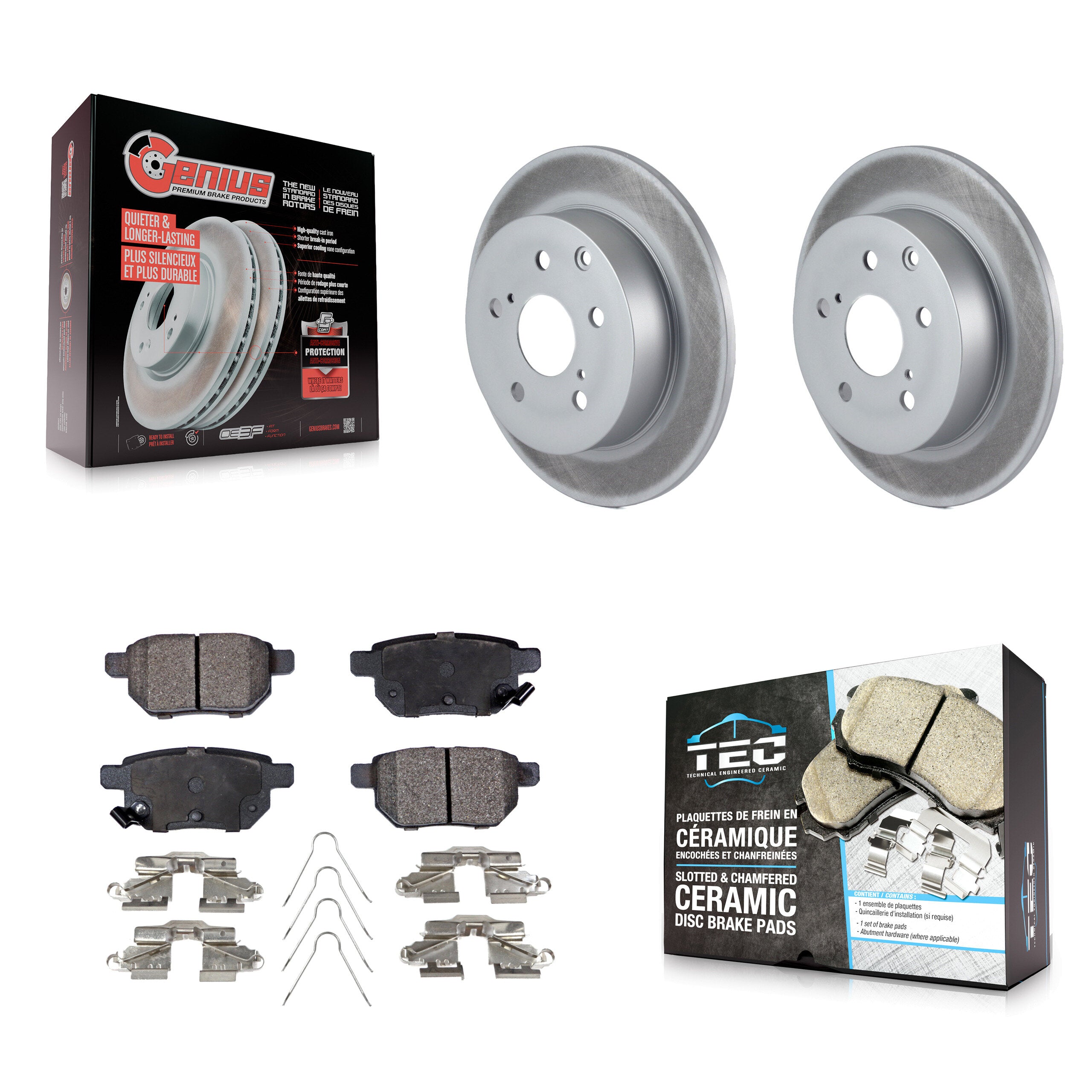 Rear Coated Disc Brake Rotors And Ceramic Pads Kit For 2010 Toyota Matrix XRS KGT-101317