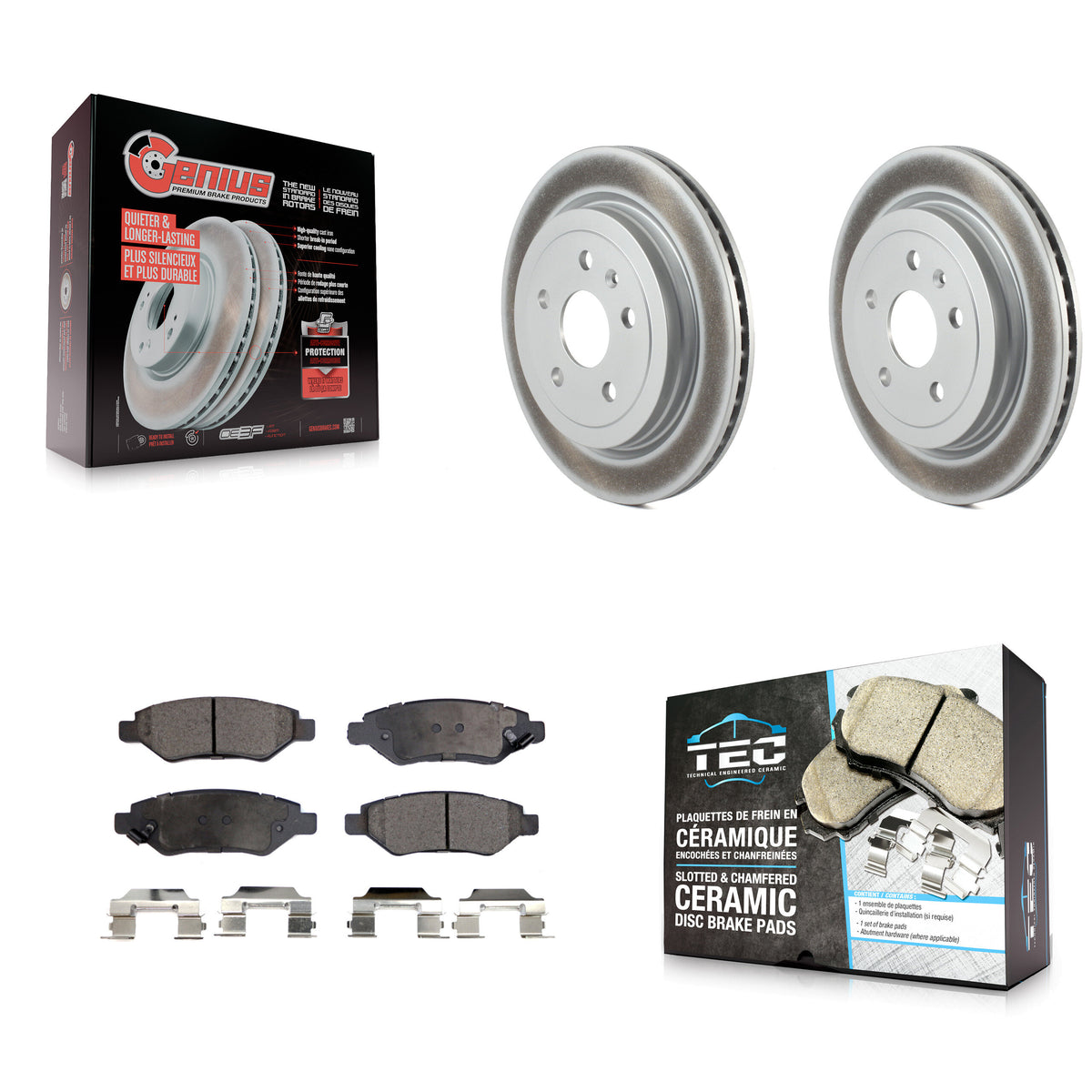 Rear Coated Disc Brake Rotors And Ceramic Pads Kit For Chevrolet Camaro Cadillac CTS KGT-101319