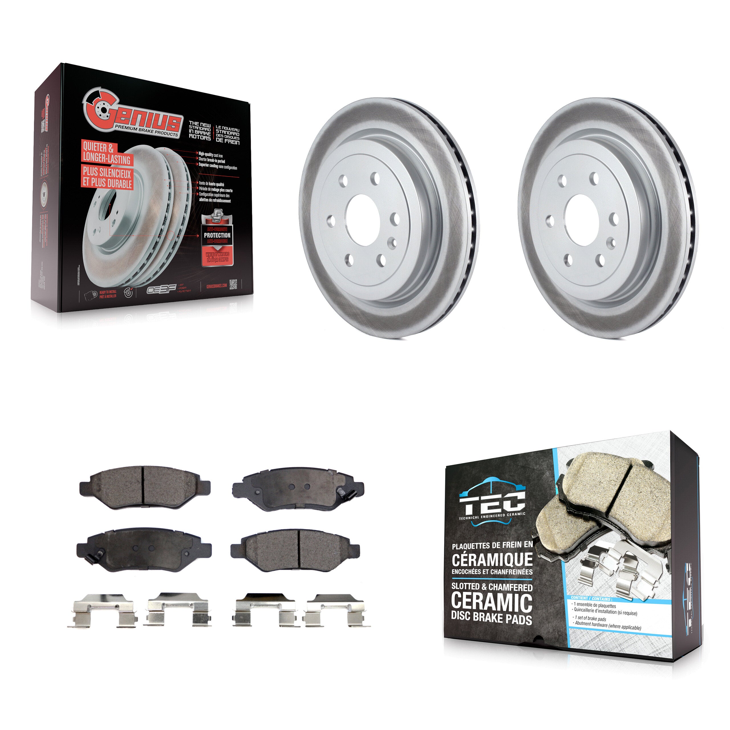 Rear Coated Disc Brake Rotors And Ceramic Pads Kit For Cadillac SRX Saab 9-4X KGT-101321