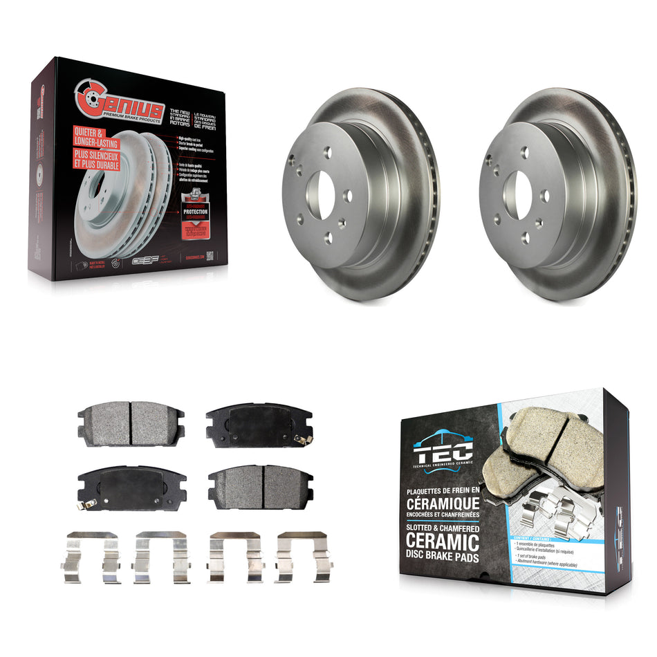 Rear Coated Disc Brake Rotors Ceramic Pad Kit For 2010-2017 Chevrolet Equinox GMC Terrain KGT-101322