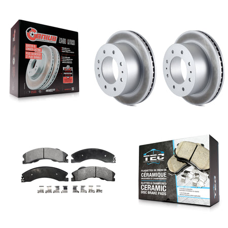 Rear Coated Brake Rotor & Ceramic Pad Kit For GMC Chevrolet Sierra 2500 HD Silverado 3500 KGT-101329