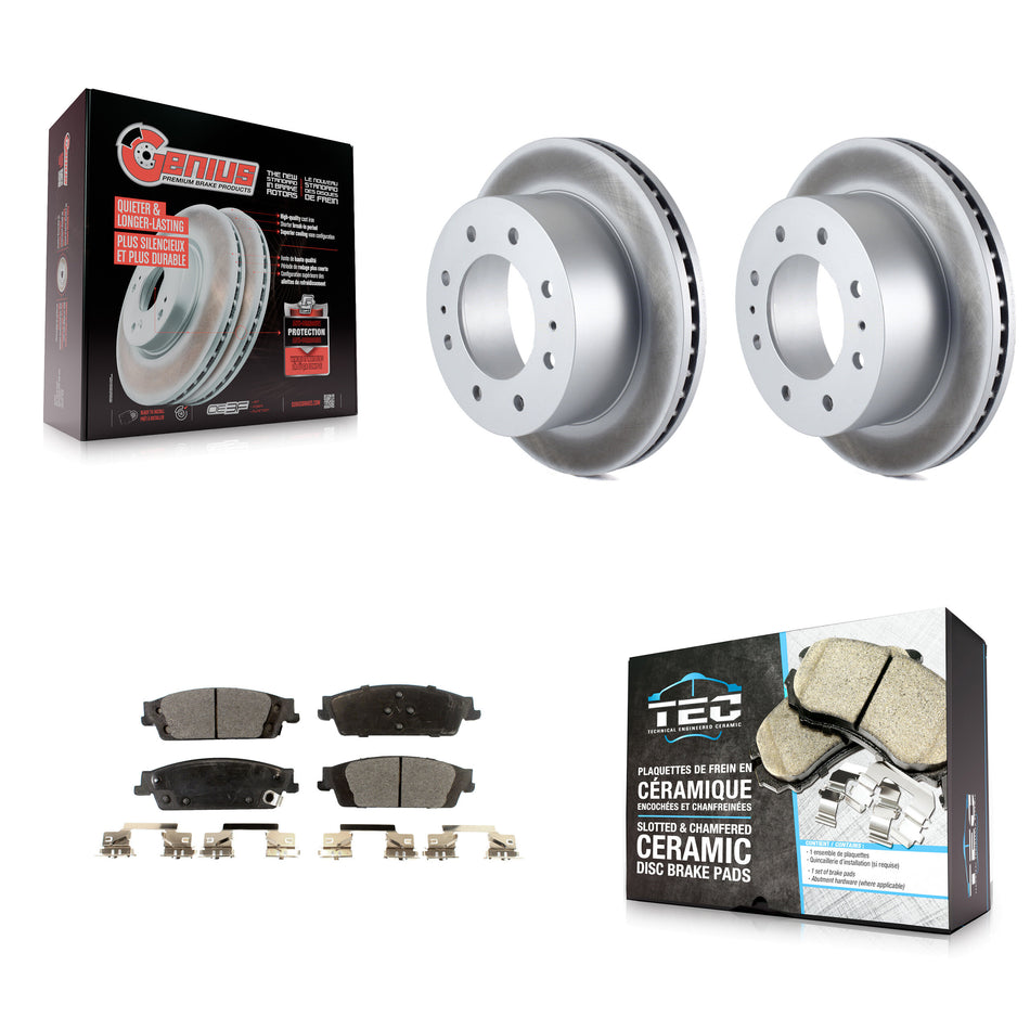 Rear Coat Brake Rotors Ceramic Pad Kit For 2017-2019 Chevrolet Suburban With 8 Lug Wheels KGT-101330