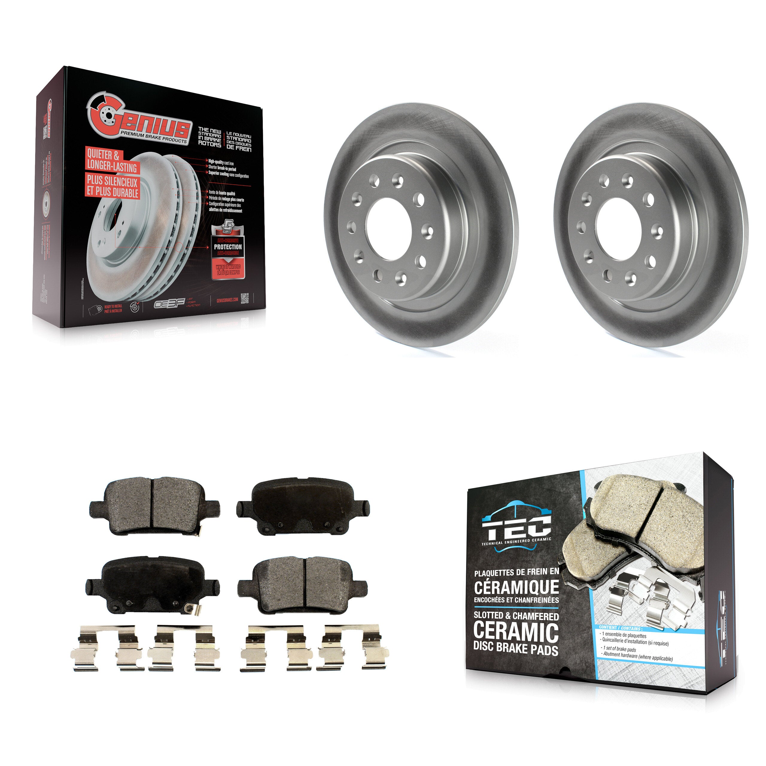 Rear Coat Disc Brake Rotor Ceramic Pad Kit For Chevrolet Equinox GMC Terrain Malibu Buick KGT-101334