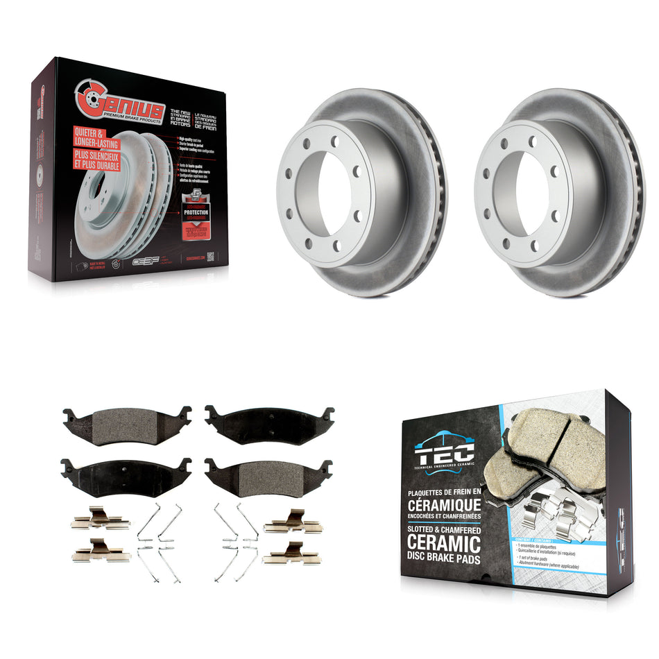 Rear Coated Disc Brake Rotors And Ceramic Pads Kit For 2007 Ford E-150 To 10 16 06 KGT-101341