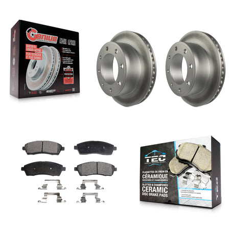Rear Coated Disc Brake Rotors & Ceramic Pad Kit For Ford F-350 Super Duty F-250 Excursion KGT-101343