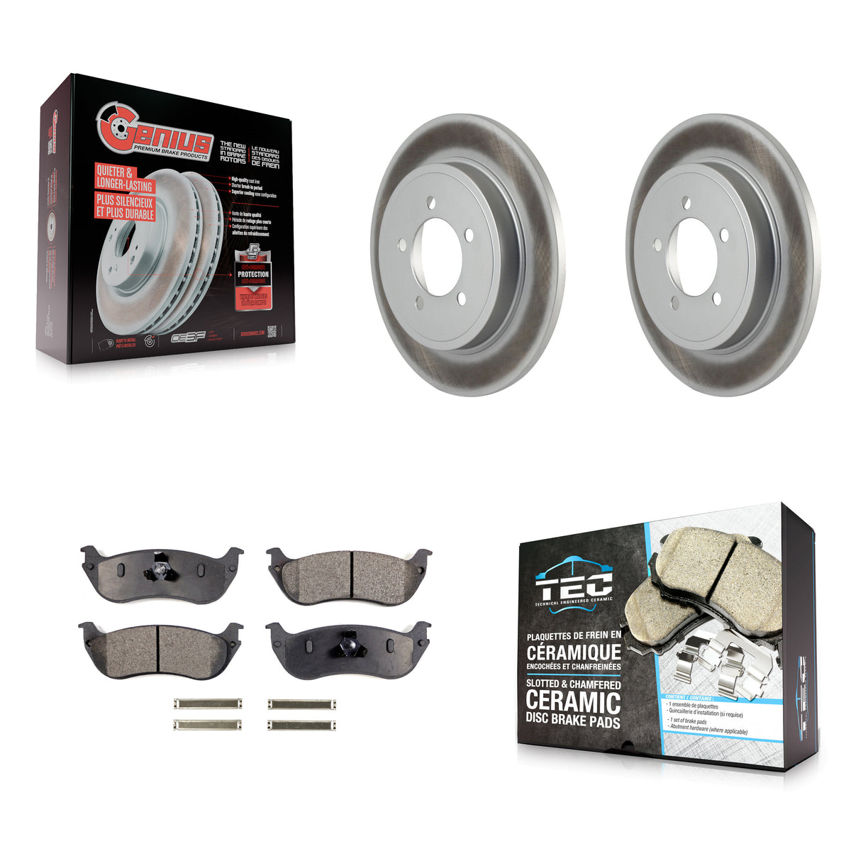 Rear Coated Disc Brake Rotors And Ceramic Pads Kit For Ford Explorer Mercury Mountaineer KGT-101345